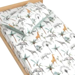 Drap-housse satin coton safari vert de