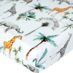 Drap-housse satin coton safari vert de