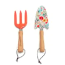 Duo outils de jardin mini râteau et pelle en bois et acier