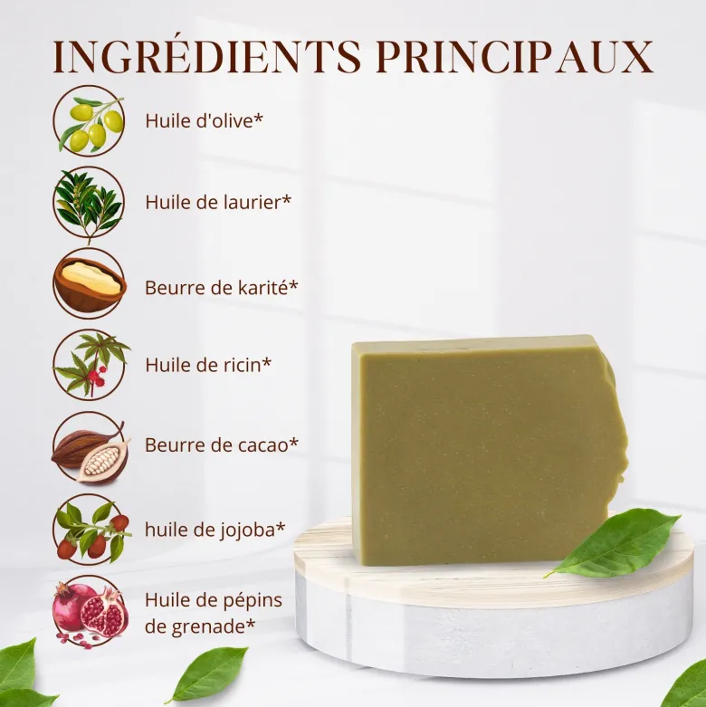 Duo savon bio olive & laurier + support magnétique fabriqué en france