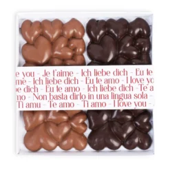 Duo tablettes de chocolat noir et chocolat au lait cœurs Je t'aime 200g