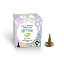 Encens, myrrhe, 12 cônes + porte encens