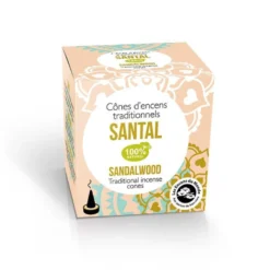 Encens, santal, 12 cônes + porte encens