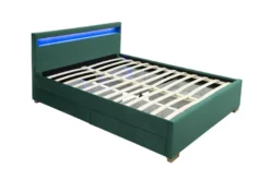Enfield lit en velours vert avec rangements et led intégrées 140x190 cm