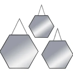 Ensemble de 3 miroirs hexa chaîne noir