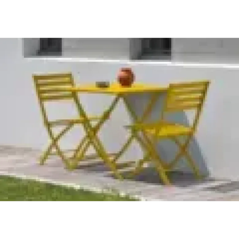 Ensemble repas de jardin carré 2 places en aluminium - jaune moutarde