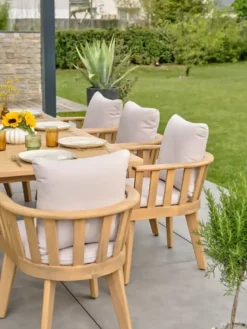 Ensemble repas de jardin liso 8 places - acacia