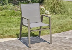 Ensemble repas de jardin 8 places en aluminium - quartz