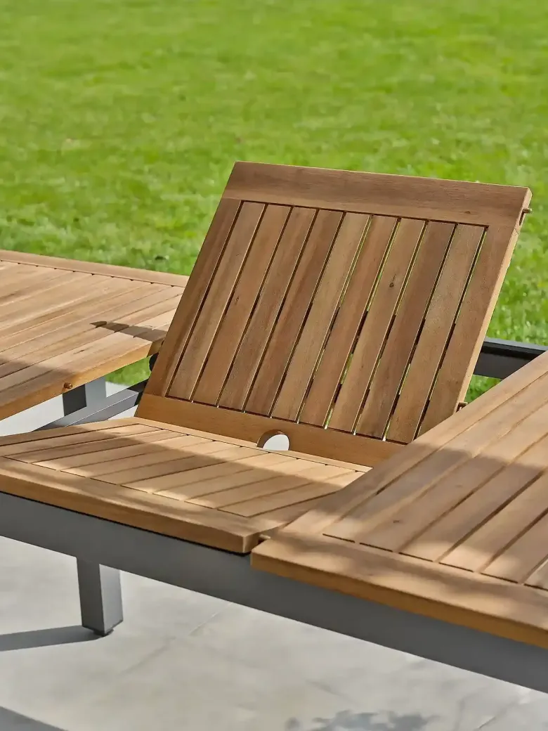Ensemble repas de jardin 6 places alu et acacia - gris anthracite