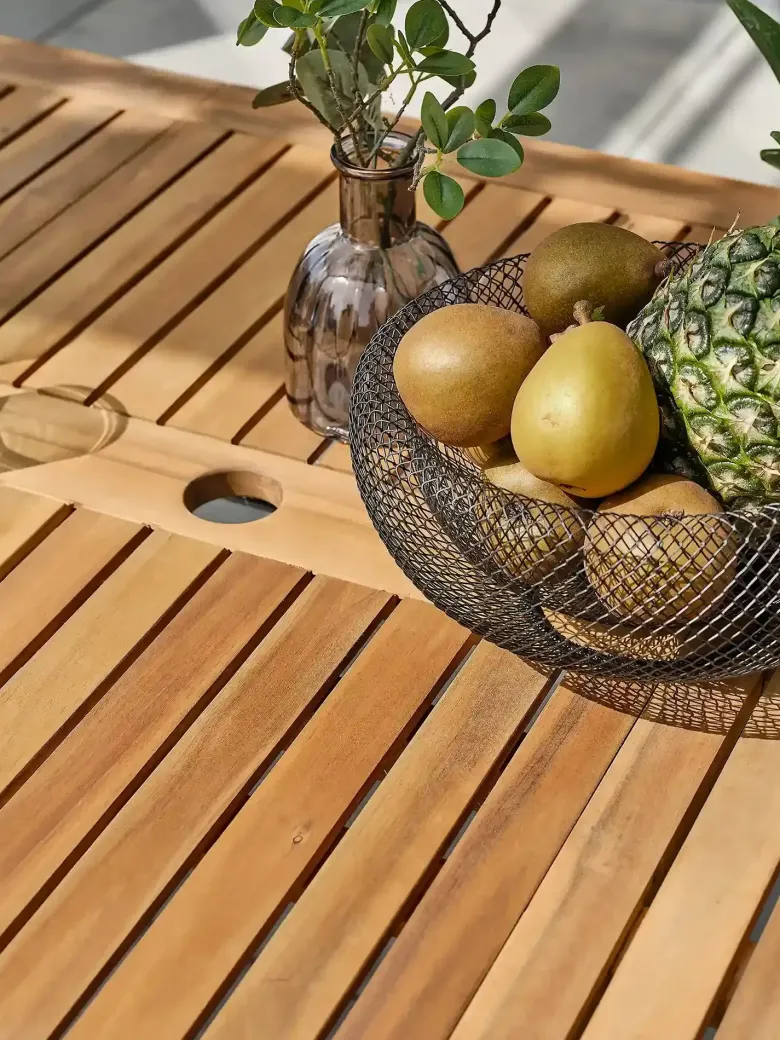 Ensemble repas de jardin 6 places alu et acacia - gris anthracite