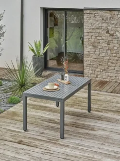 Ensemble repas de jardin 8 places aluminium - gris anthracite