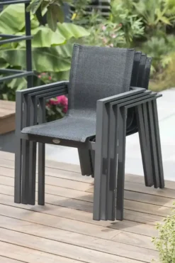 Ensemble repas de jardin 12 places en aluminium - gris anthracite