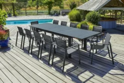 Ensemble repas de jardin 12 places en aluminium - gris anthracite