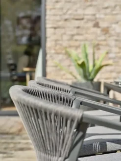 Ensemble repas jardin 8 places en céramique - gris anthracite