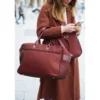 E2r bagage cabine femme tissu et cuir bordeaux upcyclés giovana