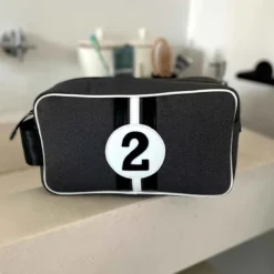 E2r trousse de toilette homme voyage rouge et noire rétro bobby