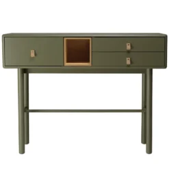 Ethan - console 3 tiroirs et 1 niche en bois naturel vert