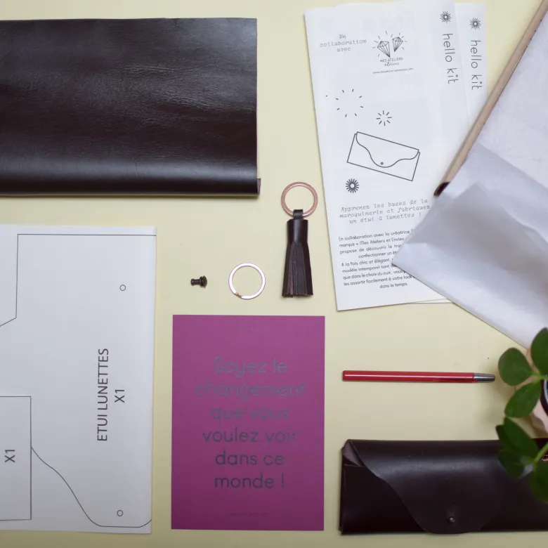 Etui à lunettes en cuir- kit diy