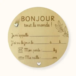 Faire part de naissance en bois à compléter