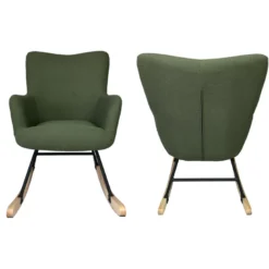 Fauteuil à bascule en tissu boucle vert kaki kaira