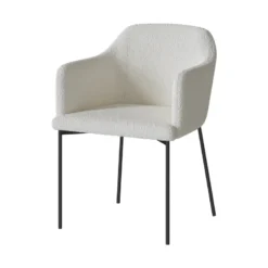 Fauteuil blanc en tissu effet laine bouclette - glam