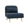 Fauteuil convertible en tissu bleu foncé et bois clair amiko