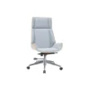 Fauteuil de bureau de direction en tissu gris clair et bois clair curved