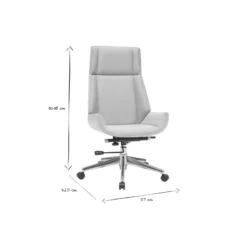 Fauteuil de bureau de direction en tissu gris clair et bois clair curved