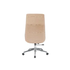 Fauteuil de bureau de direction en tissu gris clair et bois clair curved
