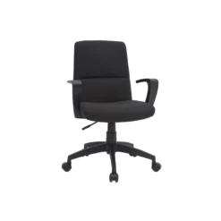 Fauteuil de bureau à roulettes noire en tissu et métal chuck