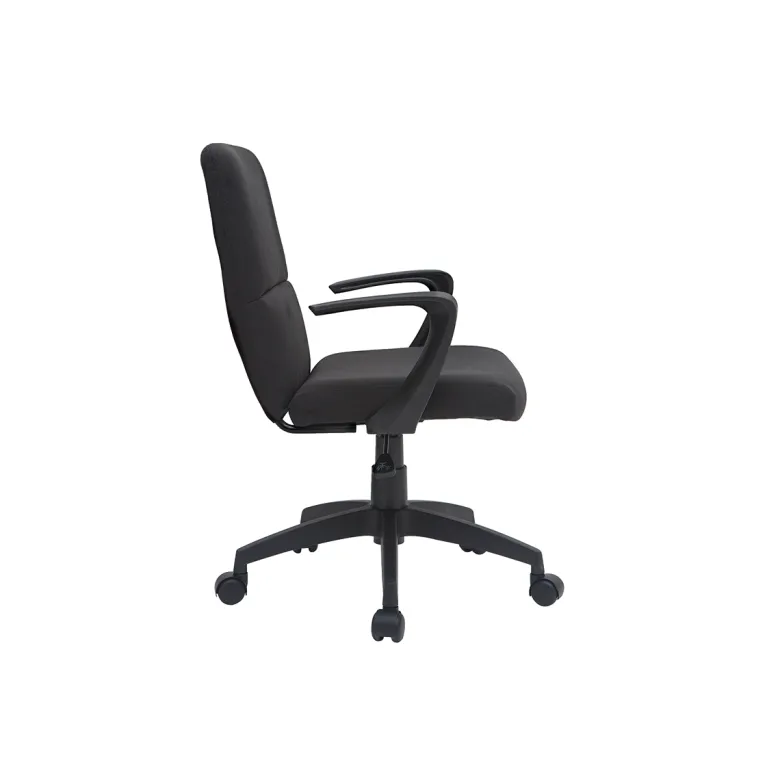 Fauteuil de bureau à roulettes noire en tissu et métal chuck
