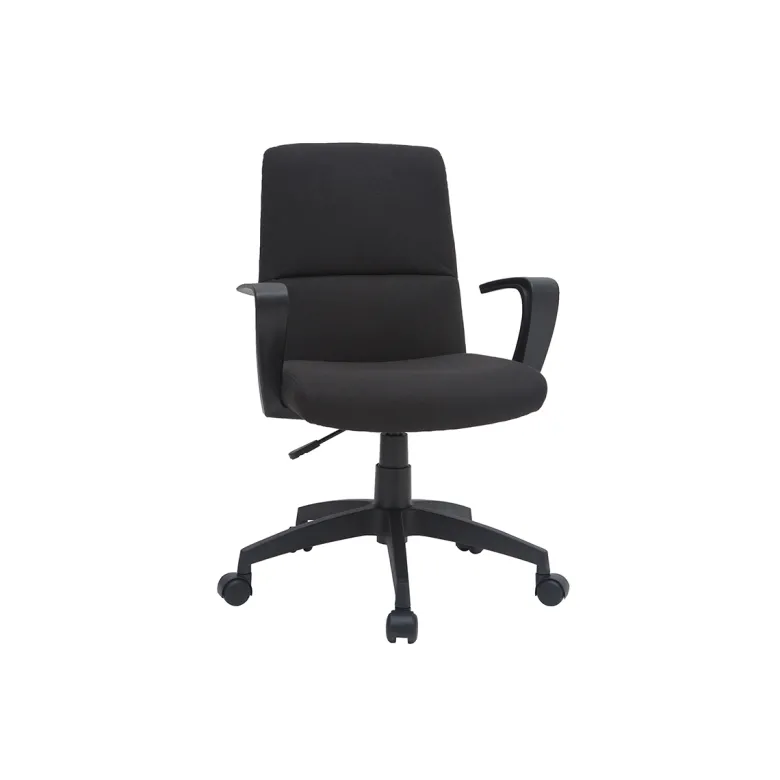 Fauteuil de bureau à roulettes noire en tissu et métal chuck