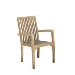 Fauteuil de jardin empilable en teck bru