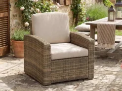 Fauteuil de jardin en alu et résine tressée selenim naturae - hespéride