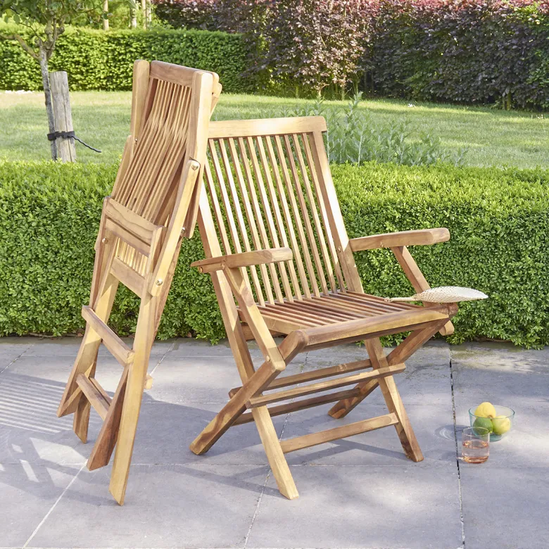 Fauteuil de jardin en teck huilé pliant