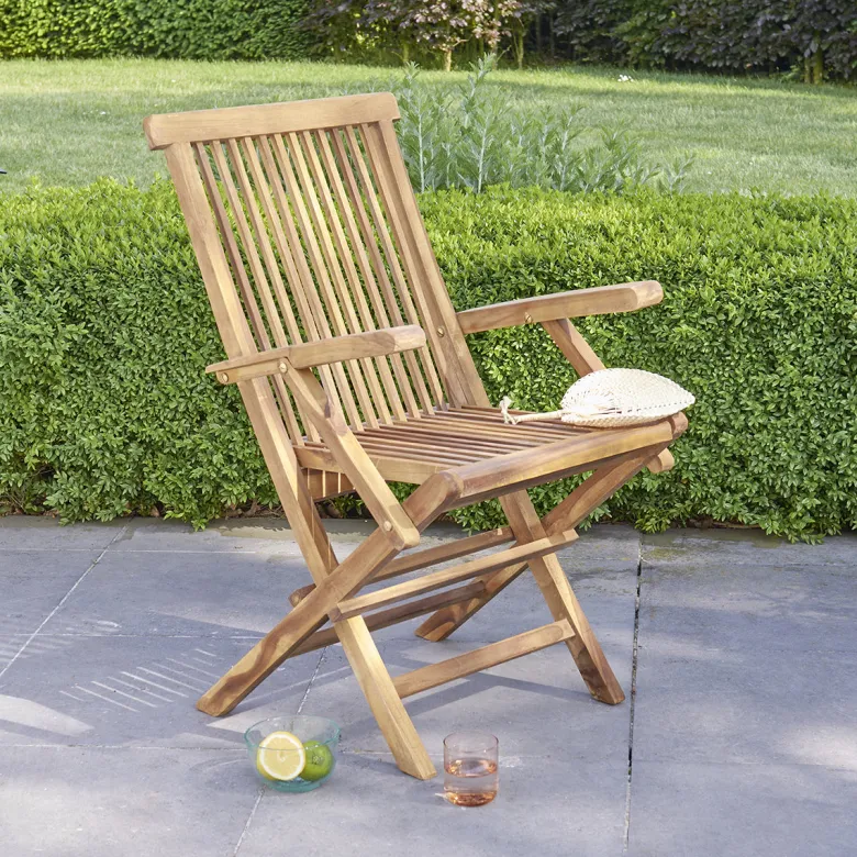 Fauteuil de jardin en teck huilé pliant
