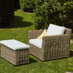 Fauteuil de jardin kubu naturel et pouf
