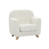 Fauteuil enfant en tissu effet laine bouclée blanc et bois clair norkid
