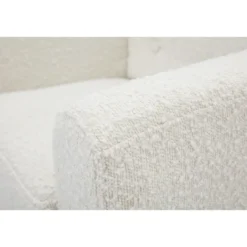 Fauteuil enfant en tissu effet laine bouclée blanc et bois clair norkid
