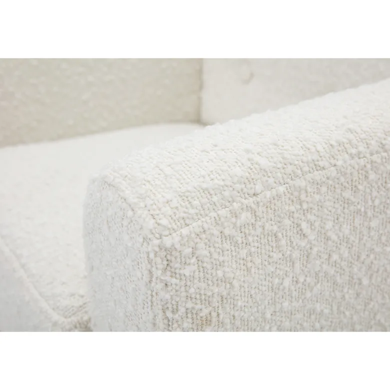 Fauteuil enfant en tissu effet laine bouclée blanc et bois clair norkid