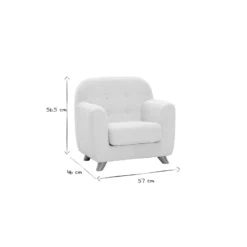 Fauteuil enfant en tissu effet laine bouclée blanc et bois clair norkid