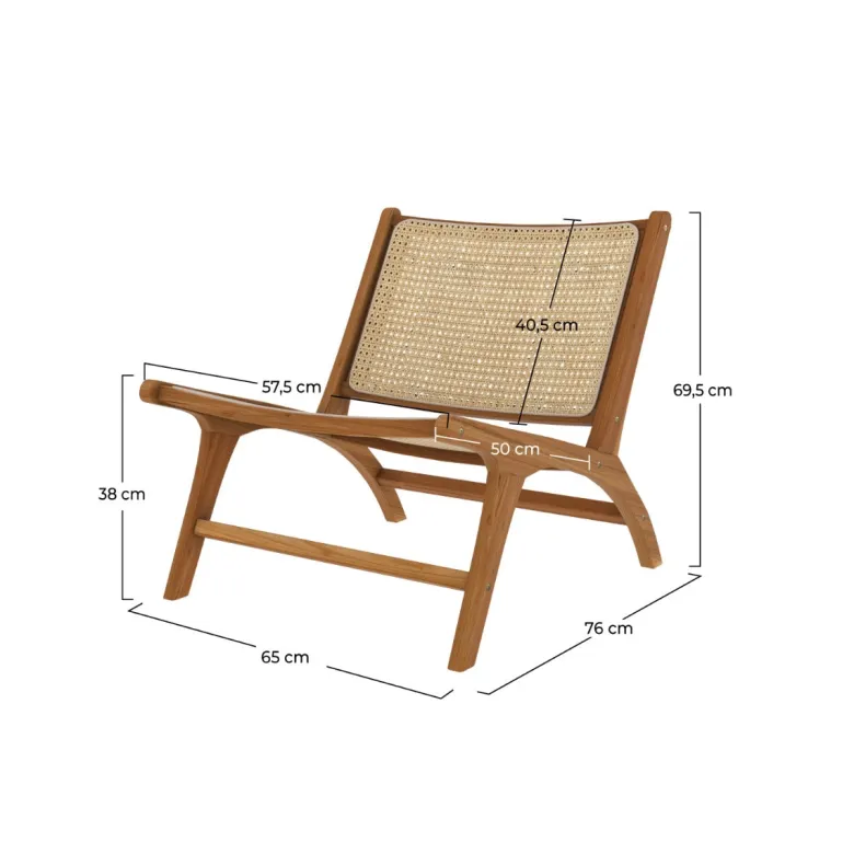 Fauteuil en teck et tressage cannage en rotin - kilka
