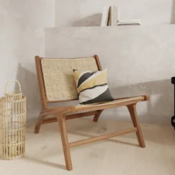 Fauteuil en teck et tressage cannage en rotin - kilka