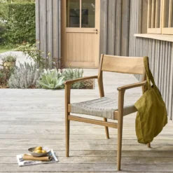 Fauteuil en teck massif et cordage