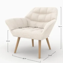 Fauteuil en tissu bouclé blanc - simba