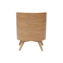Fauteuil en tissu effet laine bouclée blanc cassé et bois clair valmy