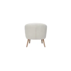 Fauteuil en tissu effet laine bouclée blanc cassé et bois clair maggie