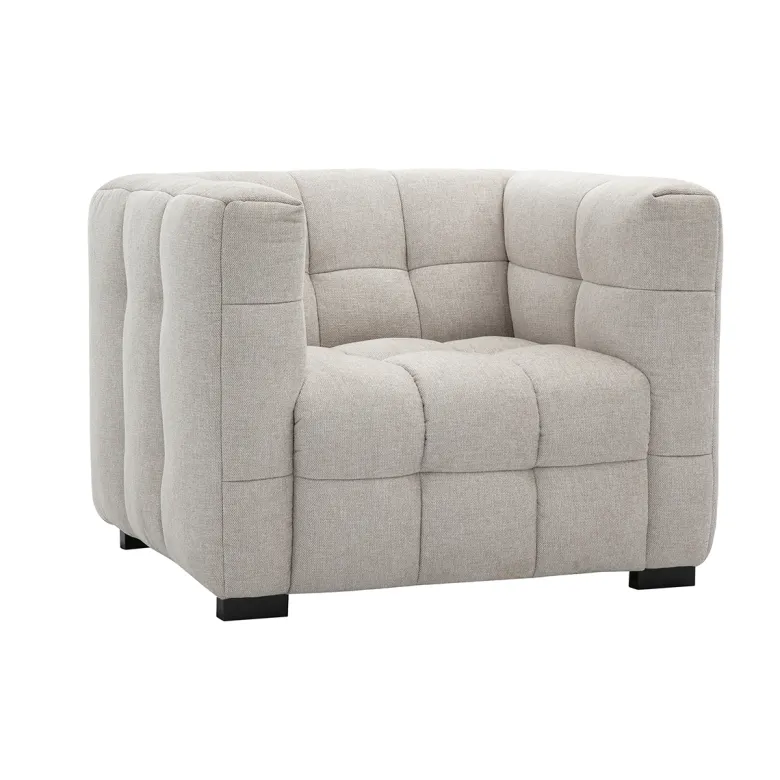 Fauteuil en tissu effet velours texturé beige corto