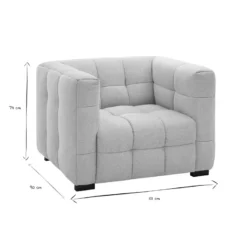 Fauteuil en tissu effet velours texturé beige corto