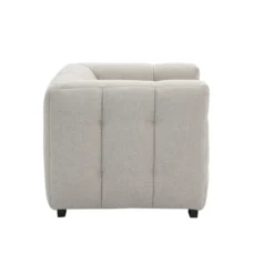 Fauteuil en tissu effet velours texturé beige corto
